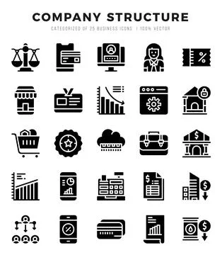 Company Structure elements. Glyph web icon set. Simple vector illustration. Illustrazione stock