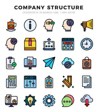 Company Structure elements. Lineal Color web icon set. Simple vector illust.. 스톡 일러스트