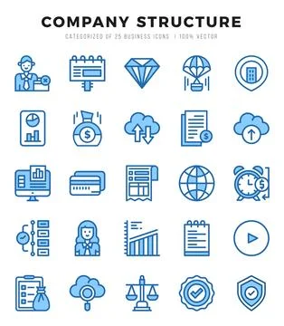 Company Structure elements. Two Color web icon set. Simple vector illustratio Stock Illustration