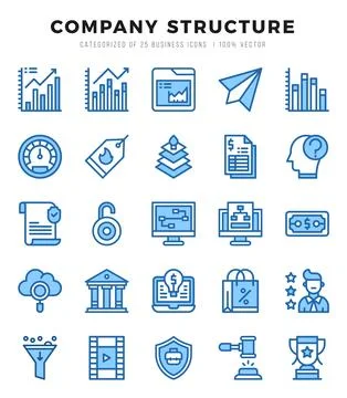 Company Structure elements. Two Color web icon set. Simple vector illustratio Stock Illustration