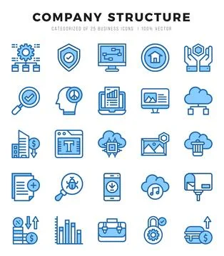 Company Structure elements. Two Color web icon set. Simple vector illustratio Stock Illustration