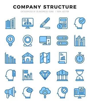 Company Structure elements. Two Color web icon set. Simple vector illustratio Stock Illustration