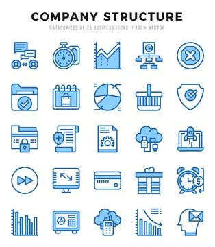 Company Structure elements. Two Color web icon set. Simple vector illustratio Stock Illustration