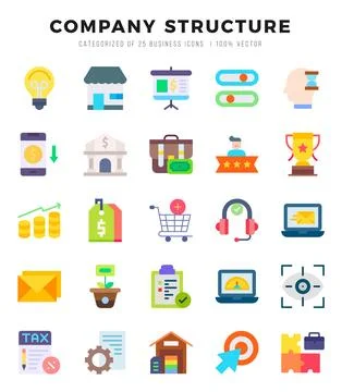 Company Structure Flat icons collection. Flat icons pack. Vector illustration Ilustración de archivo