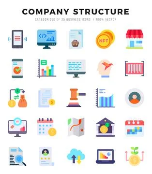 Company Structure. Flat icons Pack. vector illustration. Illustrazione stock