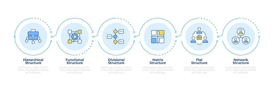 Company structure frameworks infographic 6 steps 스톡 일러스트