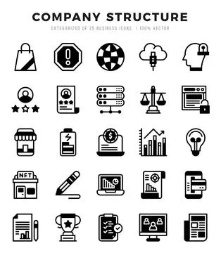 Company Structure Icon Bundle 25 Icons for Websites and Apps Illustrazione stock