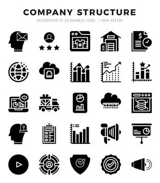 Company Structure Icon Bundle 25 Icons for Websites and Apps Stock Illustration
