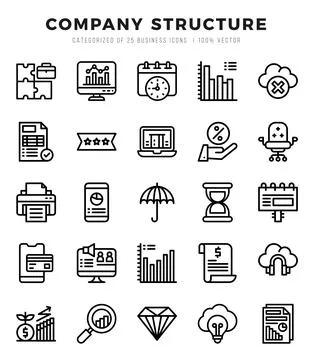Company Structure Icon Bundle 25 Icons for Websites and Apps Illustrazione stock