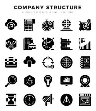 Company Structure Icon Pack 25 Vector Symbols for Web Design. Stock Illustration
