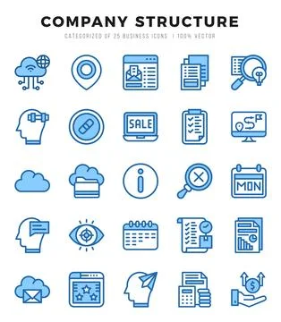 Company Structure Icon Pack 25 Vector Symbols for Web Design. 库存插图