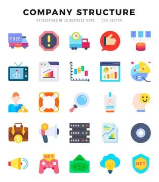 Company Structure Icons bundle. Flat style Icons. Vector illustration. Stock Illustration