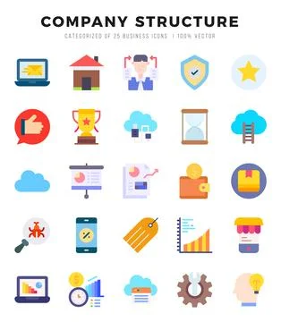 Company Structure Icons bundle. Flat style Icons. Vector illustration. Illustrazione stock