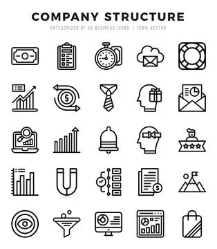 Company Structure Icons bundle. Lineal style Icons. Vector illustration. Stock Illustration