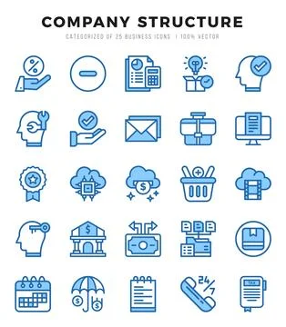 Company Structure Icons bundle. Two Color style Icons. Vector illustration. Stock Illustration