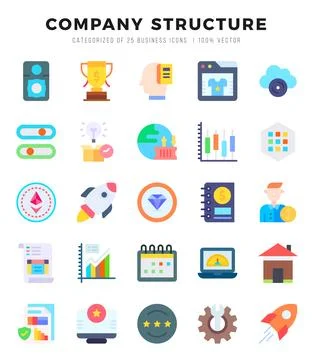 Company Structure Icons Pack Flat Style. Vector illustration. Ilustración de archivo