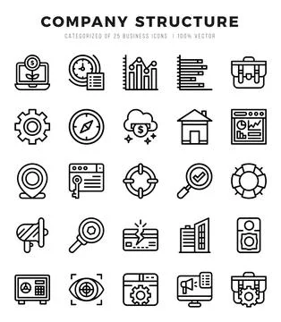 Company Structure Icons Pack Lineal Style. Vector illustration. Stock Illustration