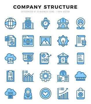 Company Structure Icons Pack. Two Color icons set. Two Color icon collectio.. Ilustración de archivo