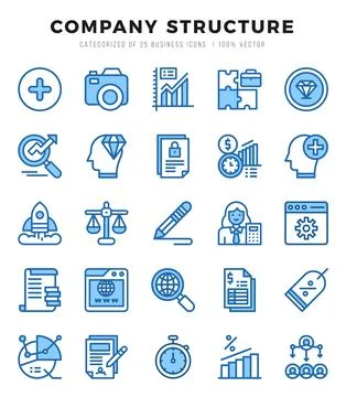 Company Structure Icons Pack. Two Color icons set. Two Color icon collectio.. Stock Illustration