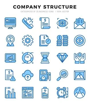 Company Structure Icons Pack. Two Color icons set. Two Color icon collectio.. Stock Illustration