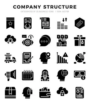 Company Structure icons set. Collection of simple Glyph web icons. Stock Illustration