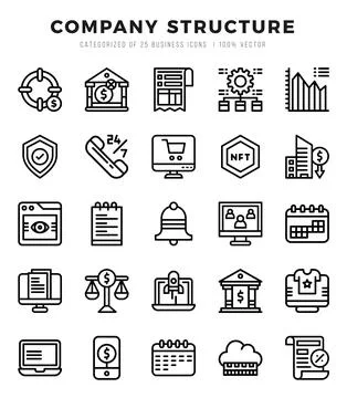 Company Structure icons set. Collection of simple Lineal web icons. Stock Illustration