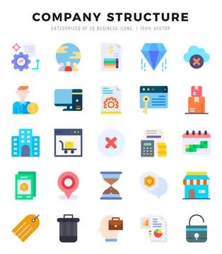Company Structure web icons in Flat style. Illustrazione stock