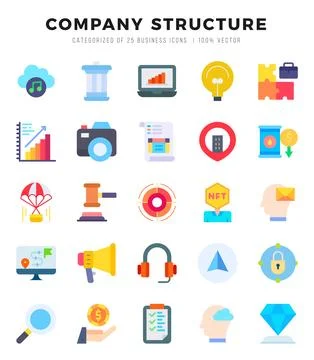 Company Structure web icons in Flat style. Stock Illustration