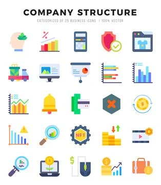 Company Structure web icons in Flat style. Illustrazione stock