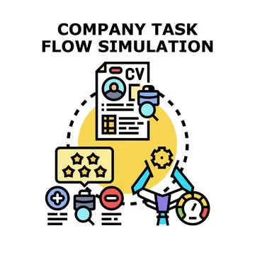 Company task flow simulation illustrating hr talent management Stock Illustration
