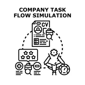 Company task flow simulation illustrating hr talent management Stock Illustration