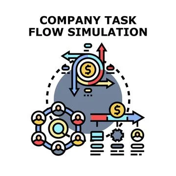Company task flow simulation planning business processes Stock Illustration