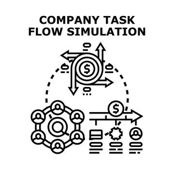 Company task flow simulation planning business processes Stock Illustration