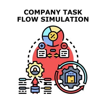 Company task flow simulation process optimization and analytics Stock Illustration