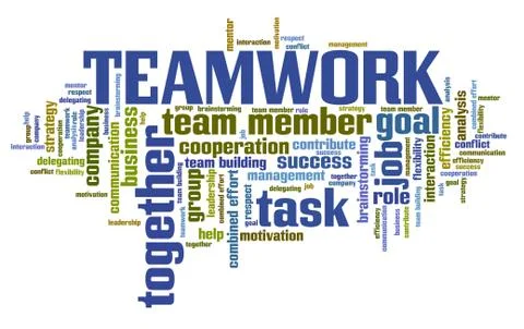 Company team work issues and concepts word cloud illustration. Word collage c Ilustración de archivo