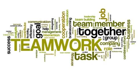 Company teamwork issues and concepts word cloud illustration. Word collage co Ilustración de archivo