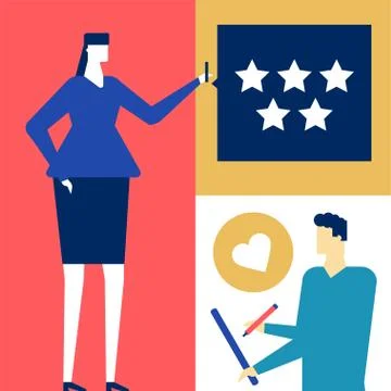 Company testimonials - flat design style colorful illustration Stock Illustration