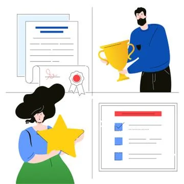 Company testimonials - flat design style colorful illustration Stock Illustration