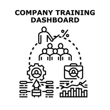 Company training dashboard analyzing business education process Illustrazione stock