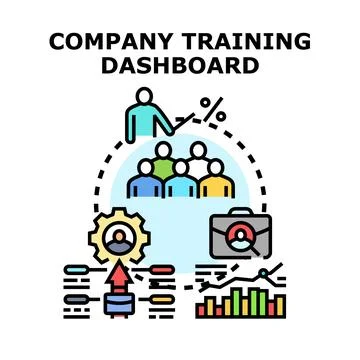 Company training dashboard analyzing business education process Illustrazione stock