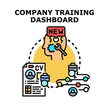 Company training dashboard developing new skills learning Stock Illustration