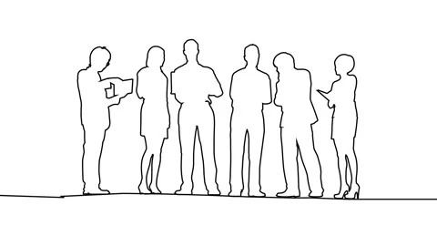 Company work team in line art animation Stock Footage 276109727