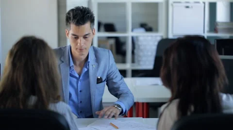 Company workers are documents in office Stock Footage 66188094