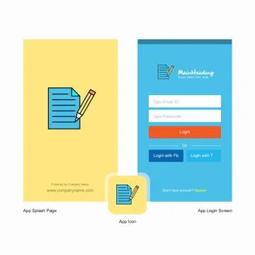 Company Write document Splash Screen and Login Page design with Logo template Stock Illustration