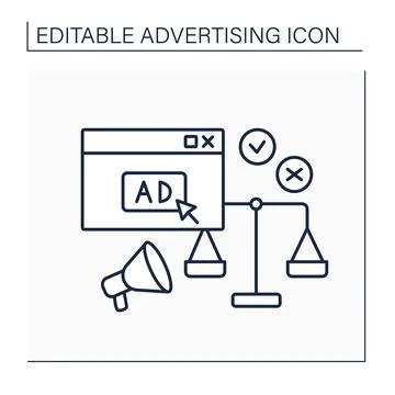 Comparative ads line icon Stock Illustration