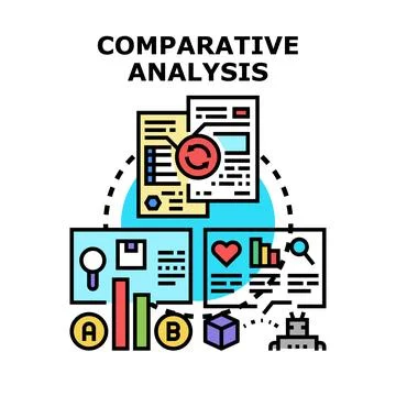 Comparative analysis for business data evaluation and optimization Stockillustratie