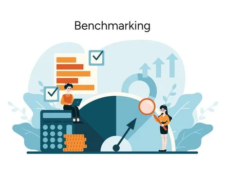 Comparative analysis for business performance enhancement and strategic 스톡 일러스트