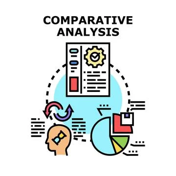 Comparative analysis evaluating business data and performance metrics Stockillustratie