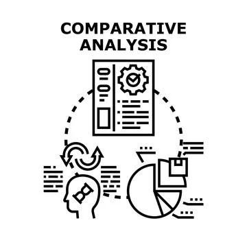 Comparative analysis evaluating business data and performance metrics Stock Illustration