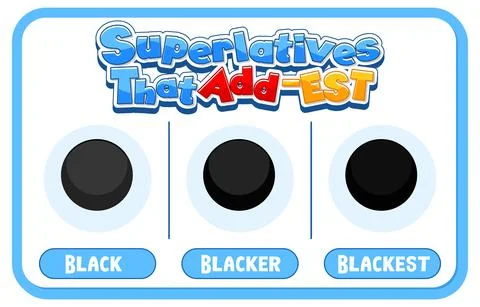 Comparative and Superlative Adjectives for word black Stock Illustration
